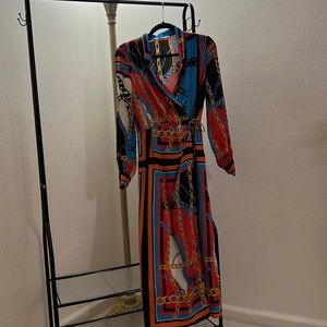 Zara Graphic Print Dress- Wrap Around